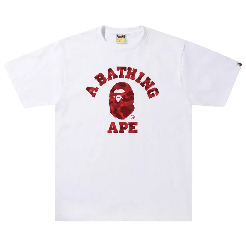 BAPE Color Camo College Tee (White/Red)