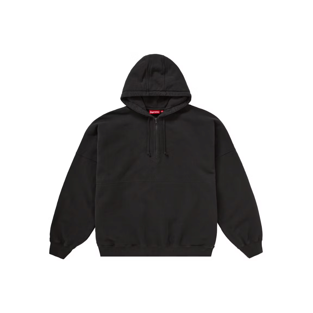 Moletom Supreme Wrapped Half Zip Hooded Washed Black