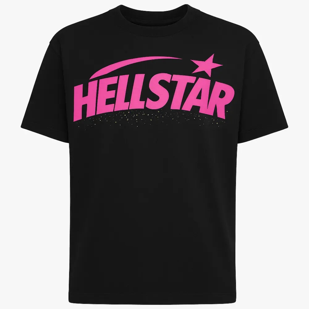 Camiseta Hellstar Classic Rhinestone Logo Pink