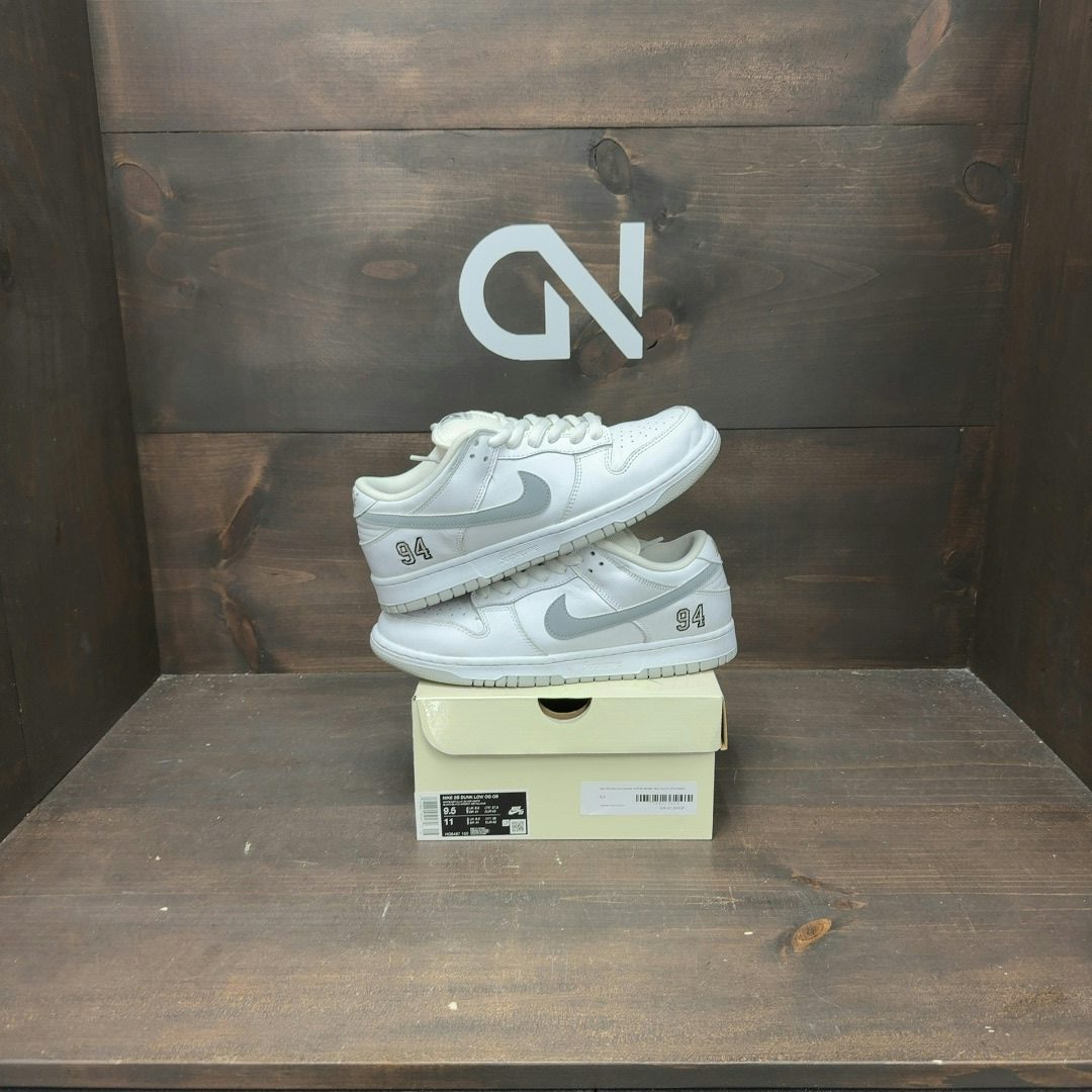 Supreme x Nike SB Dunk Low "94" White Metallic Silver FW25