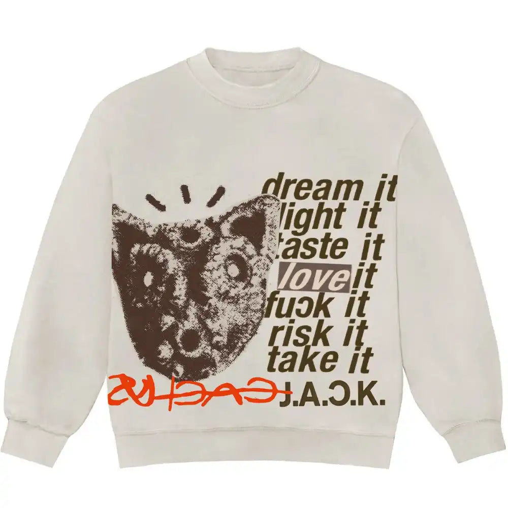 Travis Scott Moletom Crewneck D.L.T.L.F.R.T.