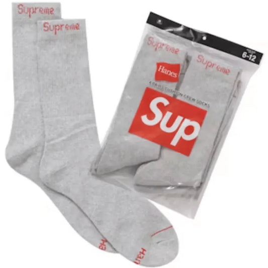 Hanes x Supreme Meia Crew Heather Grey (4 Pack)