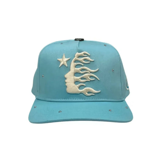 Boné Hellstar OG Logo Rhinestone Snapback Baby Blue