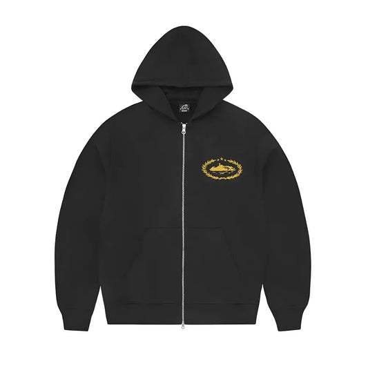 Moletom Corteiz Superior Royale Zip Hoodie Black Yellow