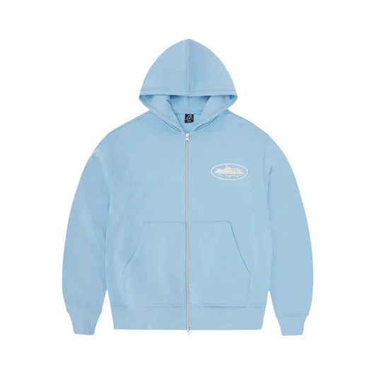 Moletom Corteiz RTW Island Puff Print Zip Baby Blue