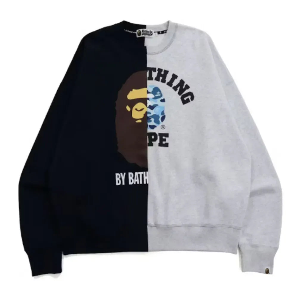 BAPE College & By Bathing Loose Fit Crewneck (Navy)