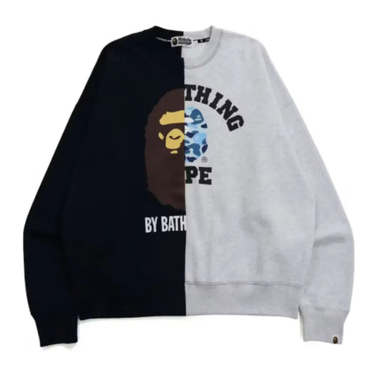 BAPE College & By Bathing Loose Fit Crewneck (Navy)