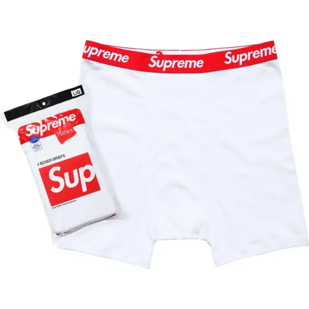 Hanes x Supreme Cuecas Boxer White (4 Pack)