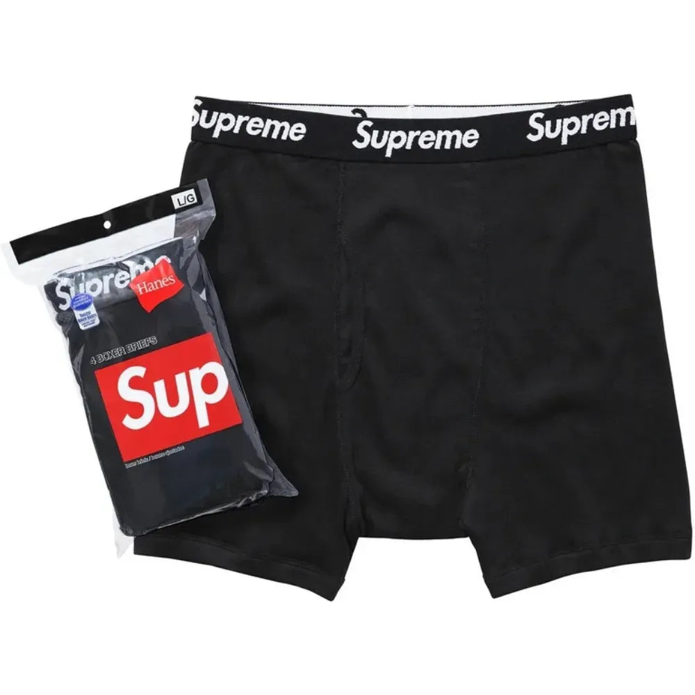 Hanes x Supreme Cuecas Boxer Black (4 Pack)