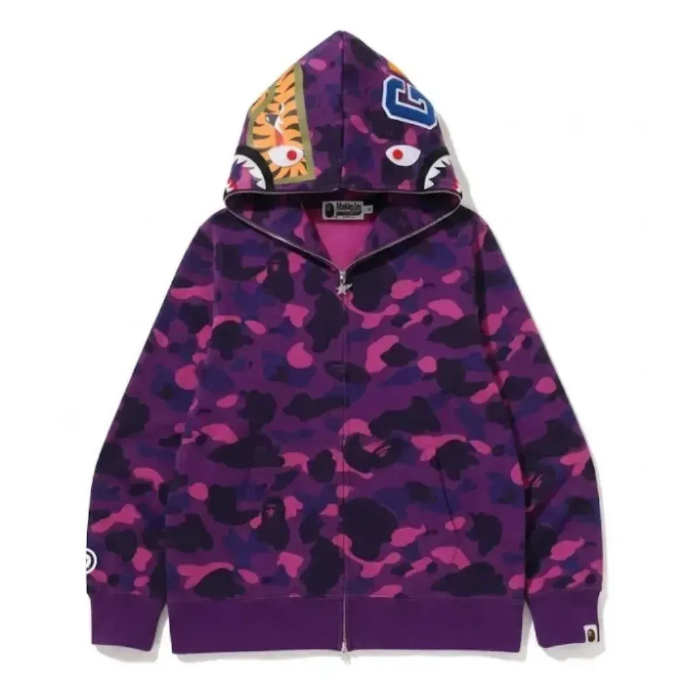 BAPE Color Camo Shark Full Zip Hoodie (Purple)