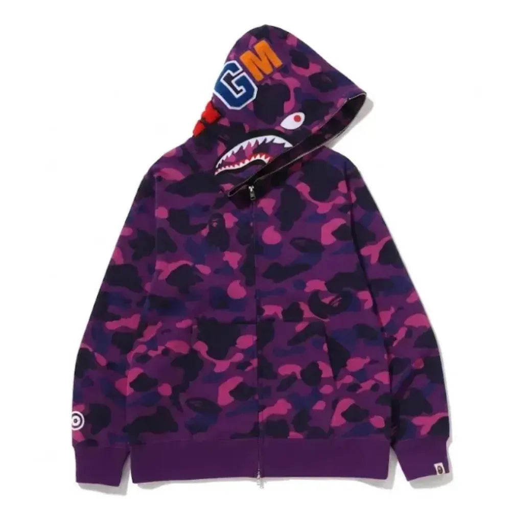 BAPE Color Camo Shark Full Zip Hoodie (Purple)