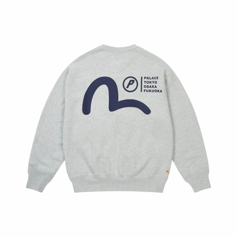 Evisu x Palace Moletom Crew Grey Marl