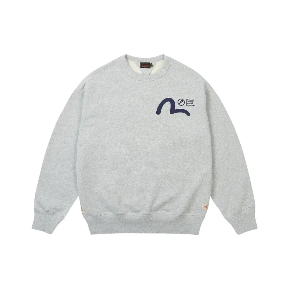 Evisu x Palace Moletom Crew Grey Marl