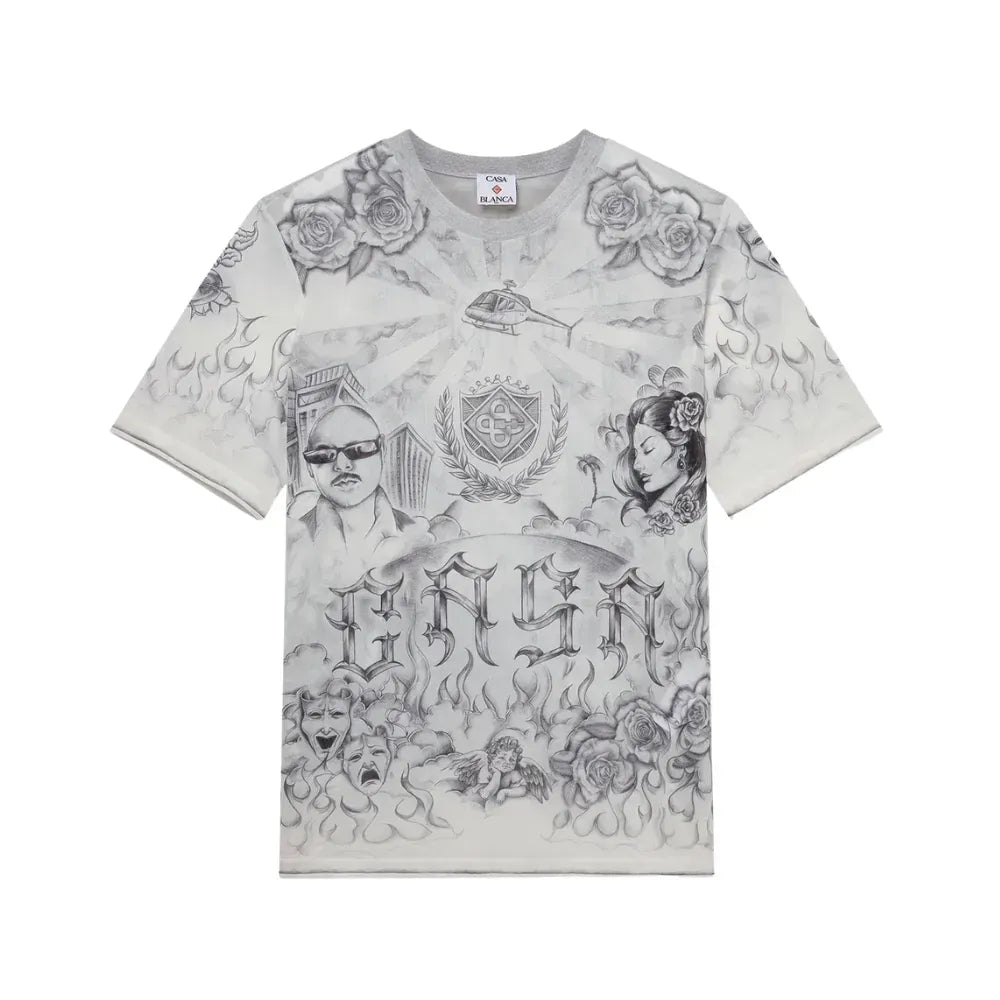 Camiseta Casablanca Tattoo Mesh Top Grey
