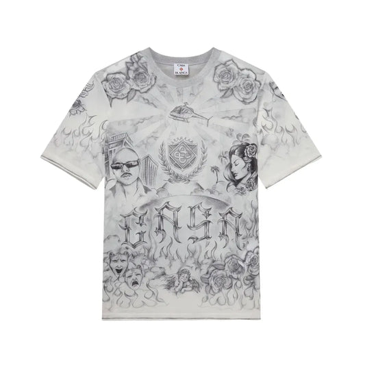 Camiseta Casablanca Tattoo Mesh Top Grey