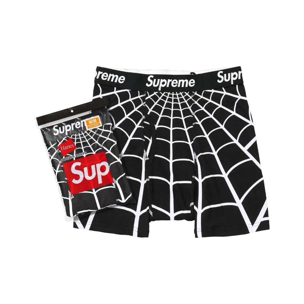 Hanes x Supreme Cueca Spider Web Boxer Briefs 2 Pack Black