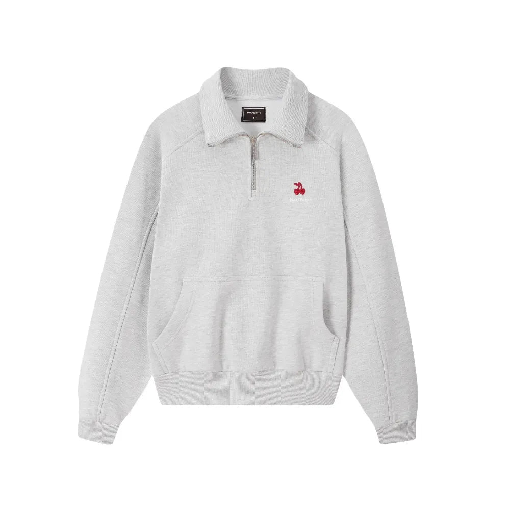 Moletom Nude Project Basic Cherry Quarter-Zip Grey