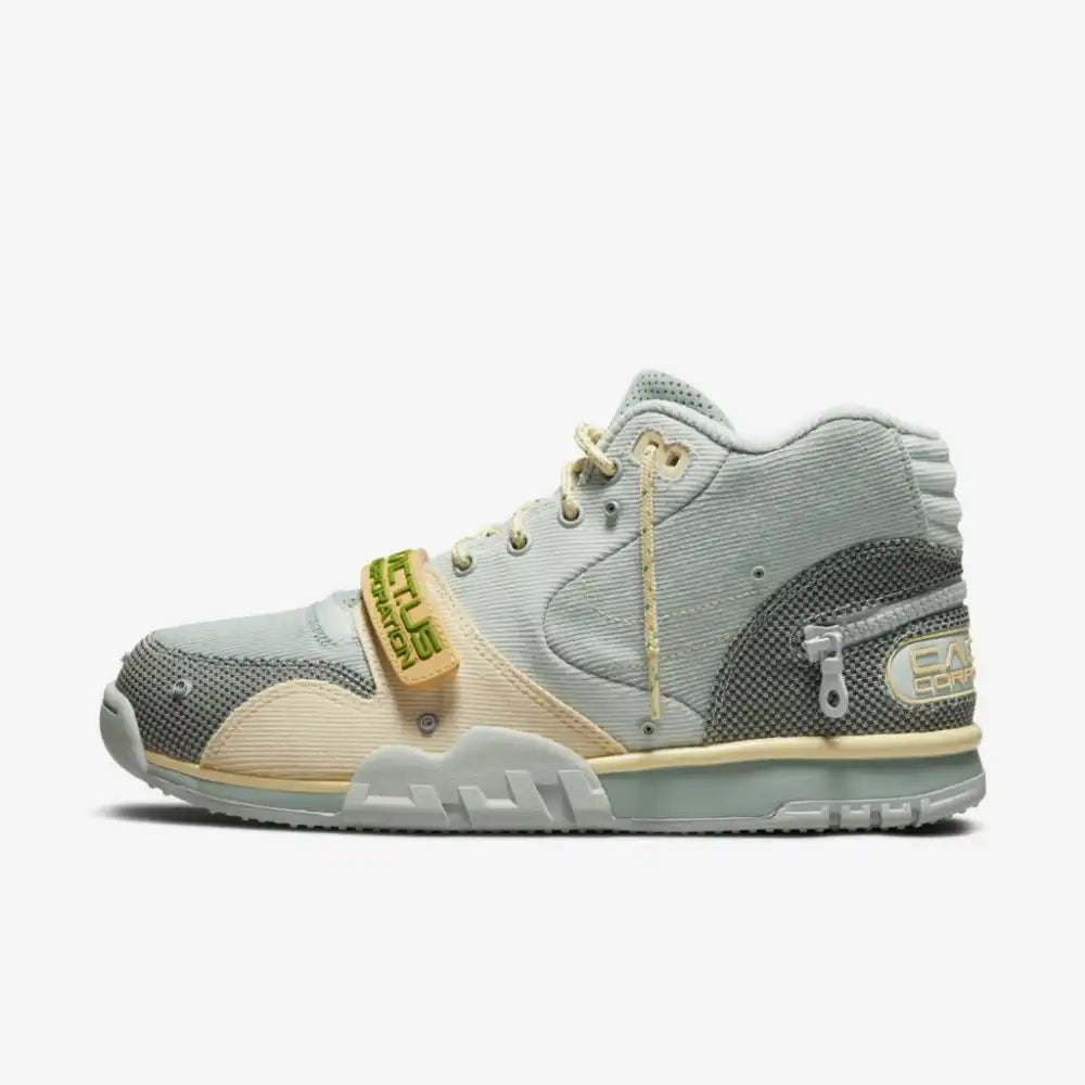 Travis Scott x Nike Air Trainer Grey Haze and Dusty Sage