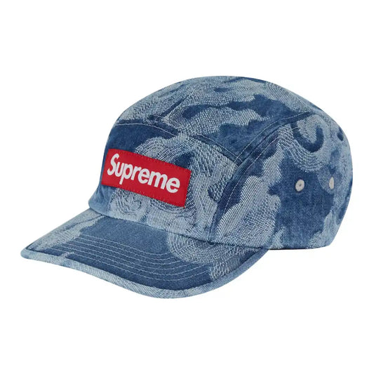 Boné Supreme Flames Jacquard Denim Camp Washed Indigo