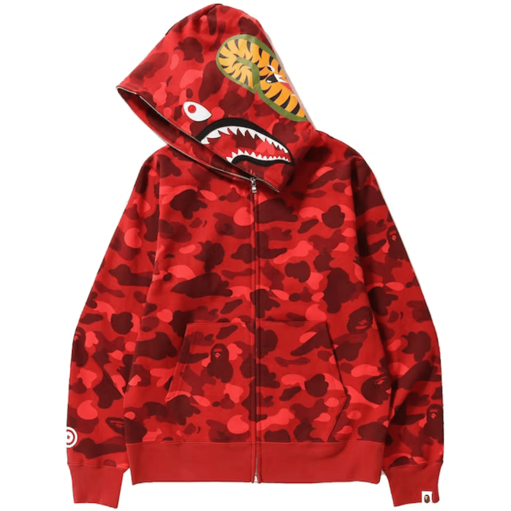 BAPE Color Camo Shark Full Zip Hoodie (Red)