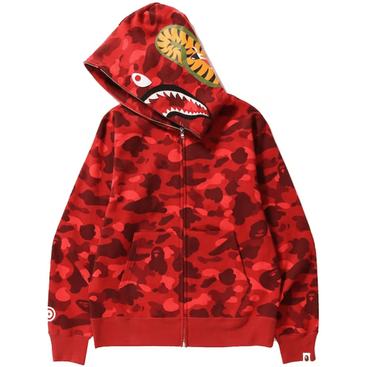BAPE Color Camo Shark Full Zip Hoodie (Red)