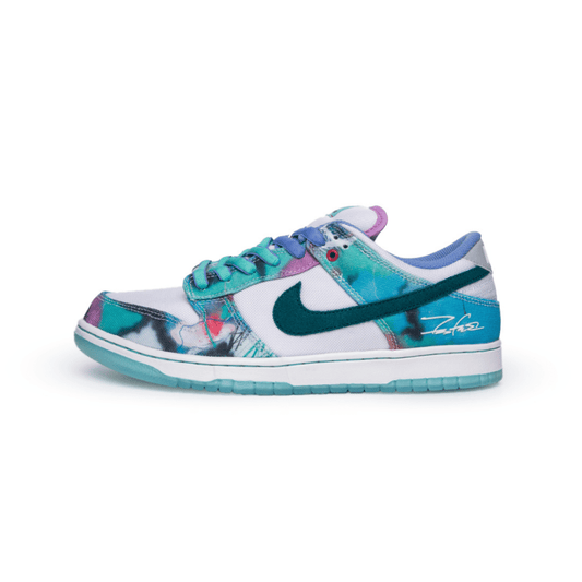 Futura Laboratories x Nike SB Dunk Low White and Geode Teal