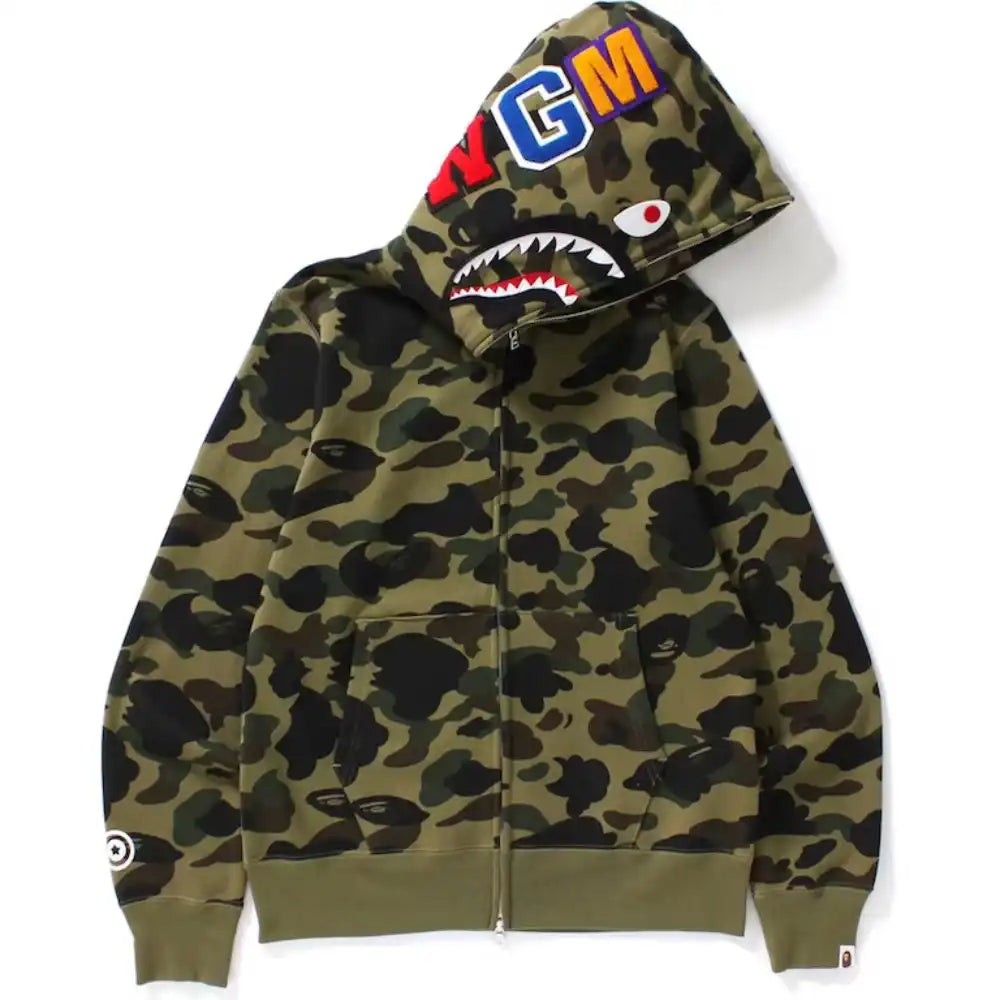 BAPE 1st Camo Shark Full Zip Hoodie (Green)