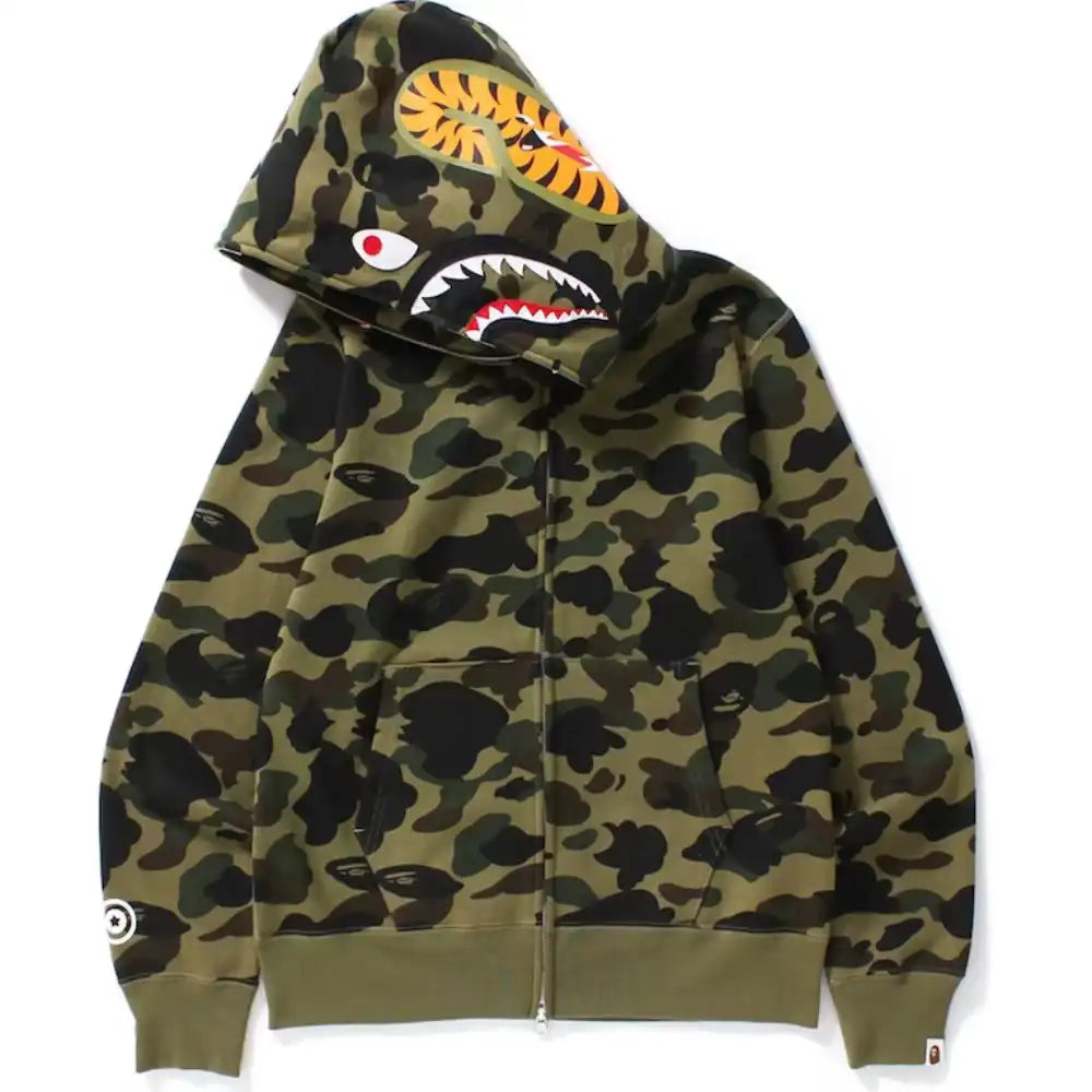 BAPE 1st Camo Shark Full Zip Hoodie (Green)