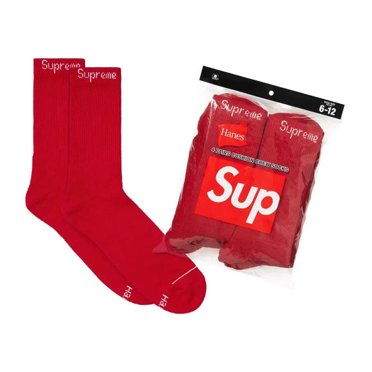 Hanes x Supreme Meia Crew Red (4 Pack)